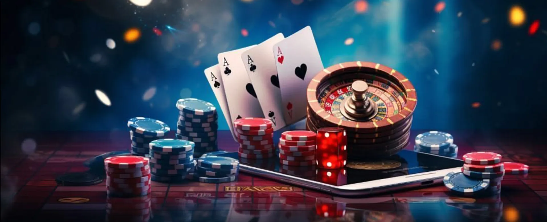 Vibrant online casino login background with neon lights and gaming elements